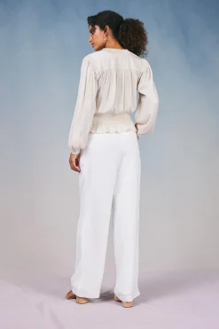 Current Air Peplum Collared Blouse ECRU Discount