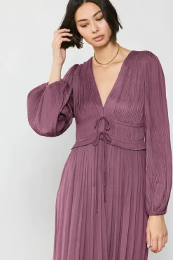 Current Air Petite - Sidonie Pleated Maxi Dress DUSTYPLUMPETITE Hot