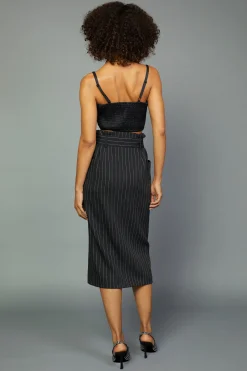 Current Air Pinstriped Midi Skirt BLACKSTRIPE New