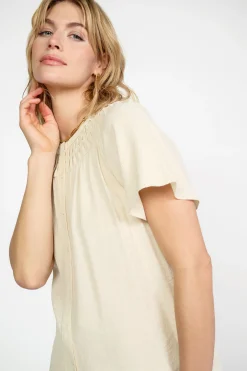 Current Air Pintucked Yoke Blouse LINEN Discount
