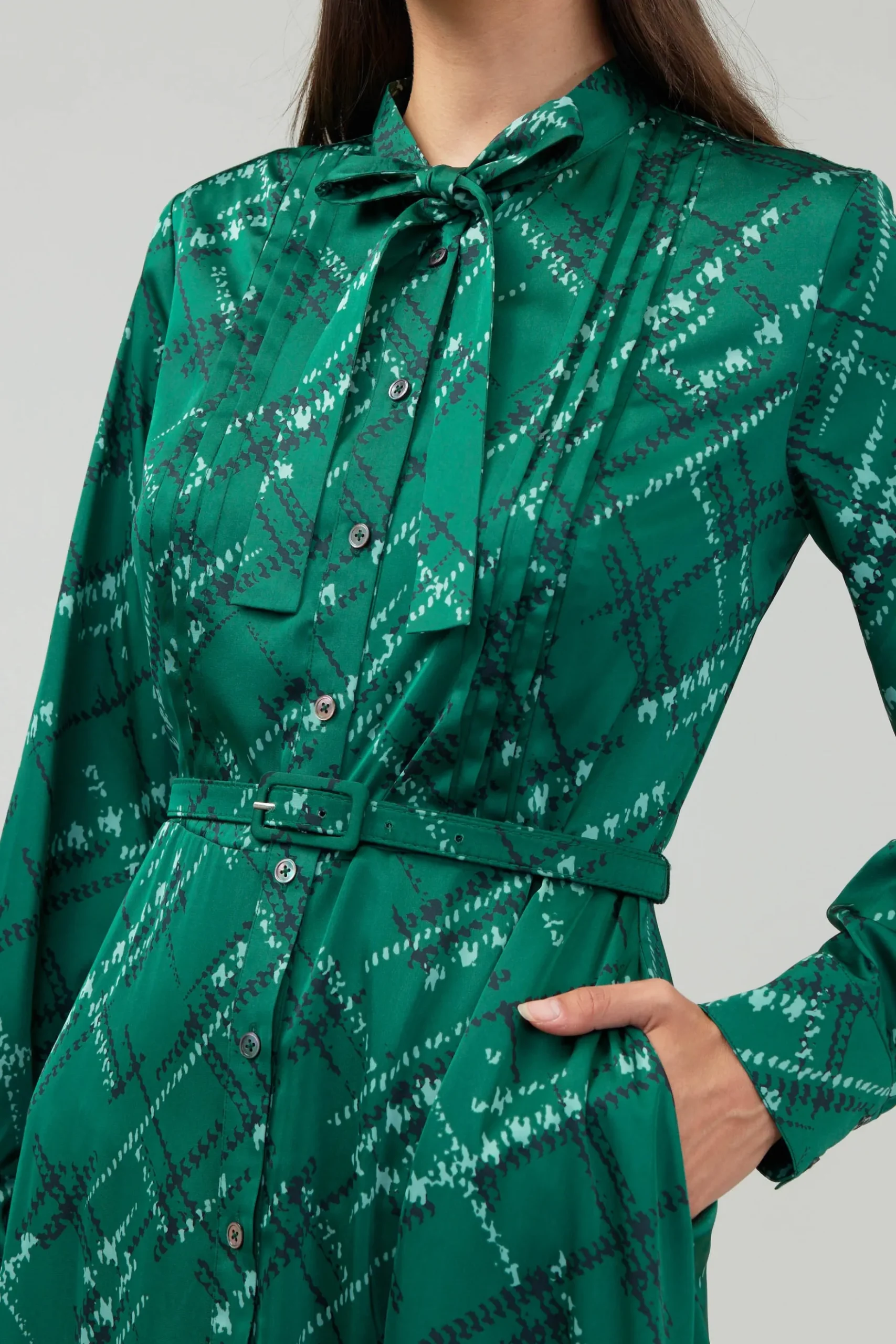 Current Air Plaid Pattern Midi Dress GREEN Online
