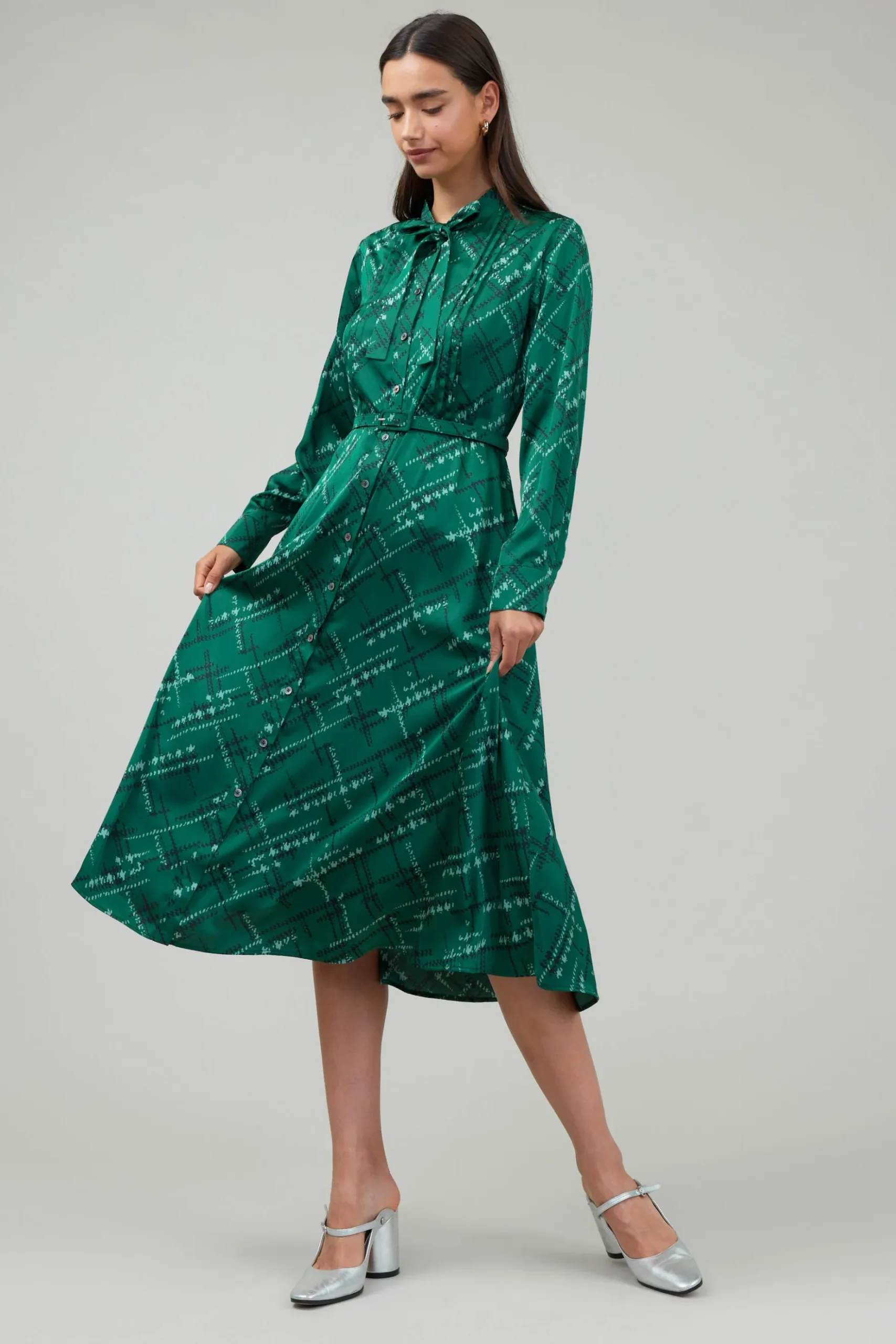 Current Air Plaid Pattern Midi Dress GREEN Online