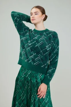 Current Air Plaid Pattern Sweater GREEN Fashion