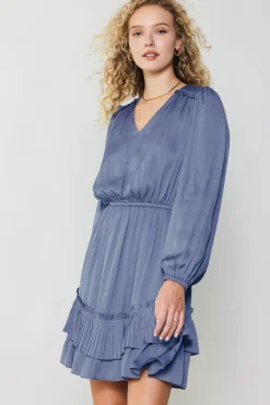 Current Air Pleat Detail Tiered Mini Dress FLORENTINEBLUE Outlet