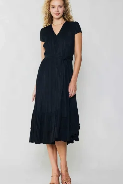 Current Air Pleated Midi Dress BLACK New
