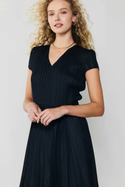 Current Air Pleated Midi Dress BLACK New