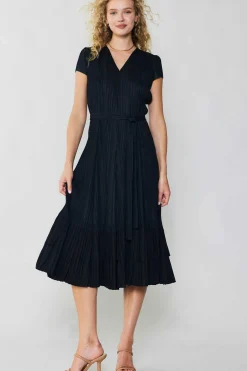 Current Air Pleated Midi Dress BLACK New