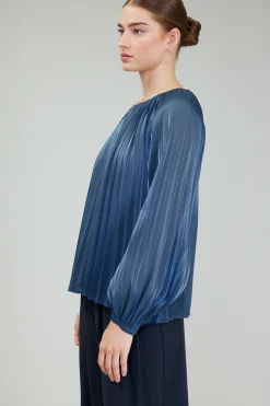 Current Air Pleated Shimmery Blouse MIDNIGHTBLUE Hot