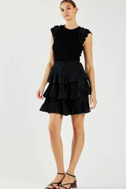Current Air Pleated Skirt Sweater Dress BLACK Discount