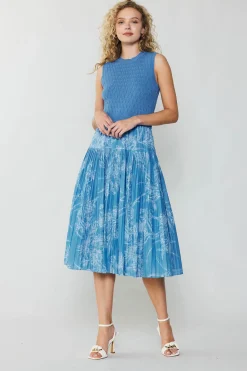 Current Air Pleated Skirt Sweater Dress LIGHTBLUE Clearance