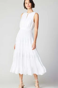 Current Air Pleated Sleeveless Maxi Dress WHITE Fashion