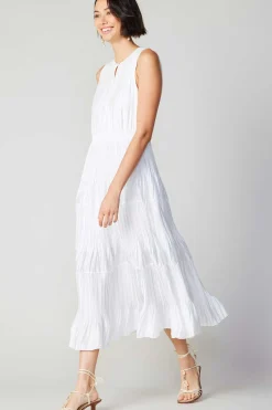 Current Air Pleated Sleeveless Maxi Dress WHITE Fashion