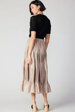 Current Air Pleated Tiered Midi Skirt TAUPE Online
