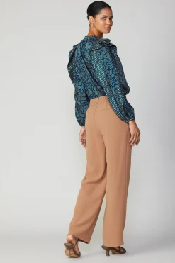 Current Air Pleated Wide Leg Pant BURNTCARAMEL Clearance