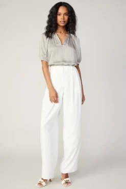 Current Air Pleated Wide Leg Pants WHITE Online