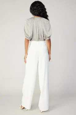 Current Air Pleated Wide Leg Pants WHITE Online