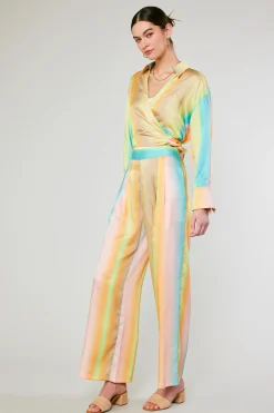 Current Air Prismatic Gradient Front Tie Shirt DESERTRAINBOW Hot