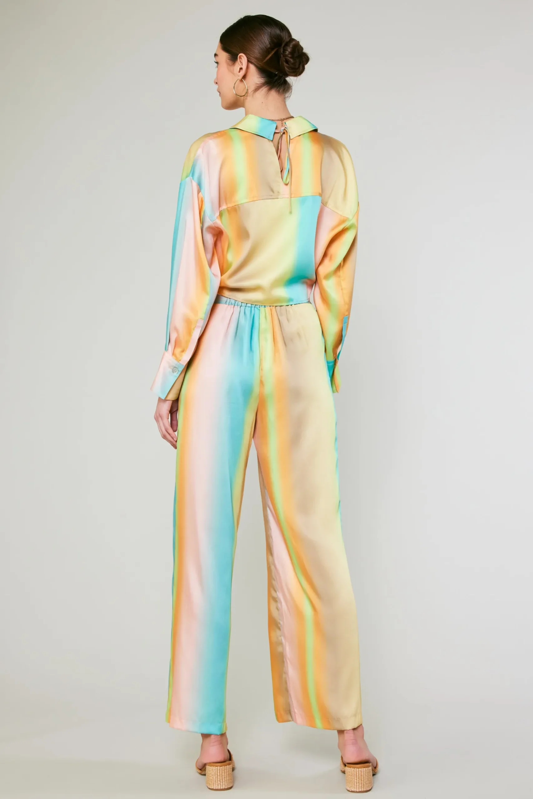 Current Air Prismatic Gradient Front Tie Shirt DESERTRAINBOW Hot