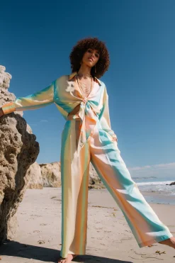 Current Air Prismatic Gradient Wide Leg Pants DESERTRAINBOW Hot