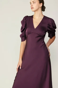 Current Air Puff Sleeve Midi Dress MIDNIGHTPLUM Best