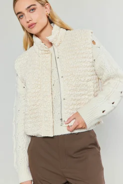 Current Air Quilted Cropped Vest IVORY Hot