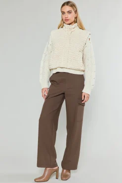 Current Air Quilted Cropped Vest IVORY Hot