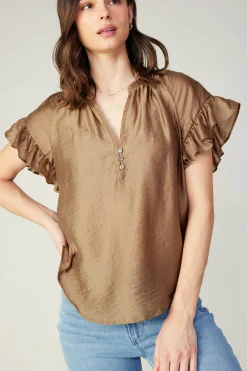 Current Air Raglan Sleeve Button Blouse LATTE Best