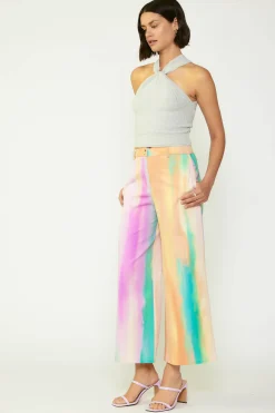 Current Air Rainbow Painterly Wide Leg Pants MULTI Discount