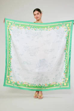 Current Air Recycled Signature Print Large Scarf TUSCANGREENCITRUS Hot