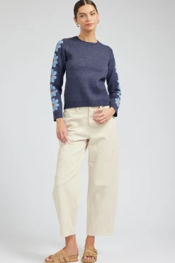 Current Air Retro Daisy Motif Sweater NAVY Sale