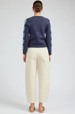 Current Air Retro Daisy Motif Sweater NAVY Sale