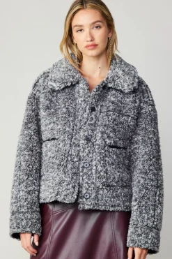 Current Air Reversible Vegan Leather Shearling Jacket BLACK Sale