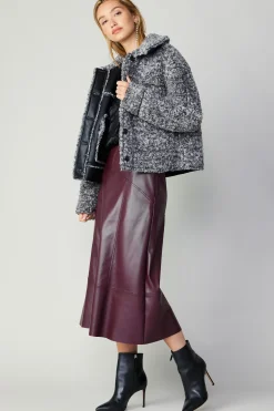 Current Air Reversible Vegan Leather Shearling Jacket BLACK Sale