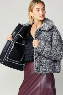 Current Air Reversible Vegan Leather Shearling Jacket BLACK Sale