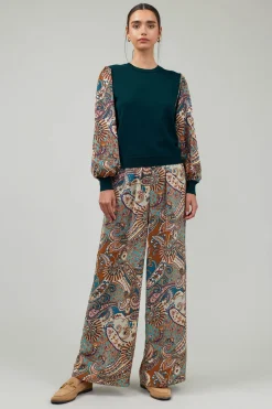Current Air Ribbed Contrast Sleeve top GREENMLT Discount