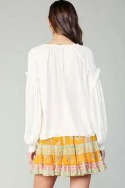 Current Air Rope Trim Neckline Blouse CREAM Hot