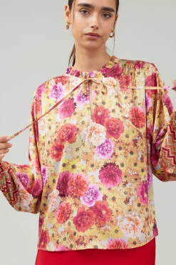 Current Air Rosette Patterned Blouse YELLOWREDMLT Sale