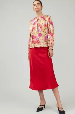 Current Air Rosette Patterned Blouse YELLOWREDMLT Sale