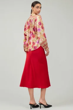 Current Air Rosette Patterned Blouse YELLOWREDMLT Sale