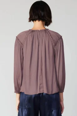 Current Air Round Neck Ruffled Top MAUVEBROWN Best