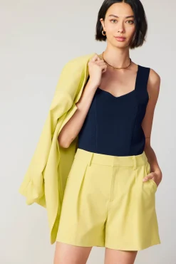 Current Air Ruched Sleeve Blazer LEMON Fashion