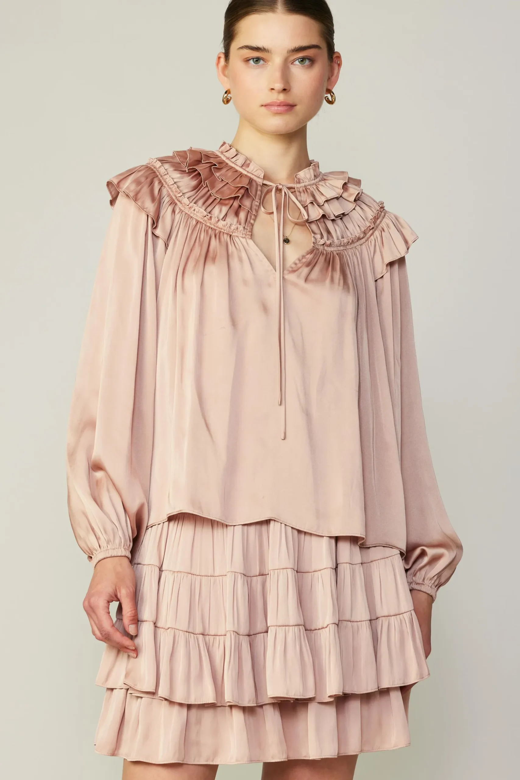 Current Air Ruffle Cape Blouse FADEDBLUSH Outlet