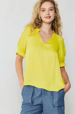 Current Air Ruffled Cuff Blouse PINEAPPLE Discount
