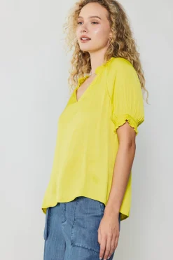 Current Air Ruffled Cuff Blouse PINEAPPLE Discount