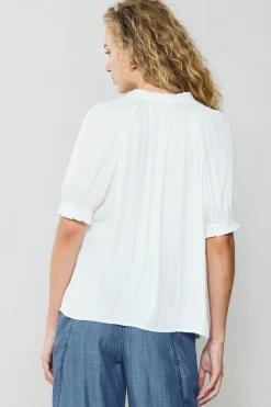 Current Air Ruffled Cuff Blouse WHITE Best