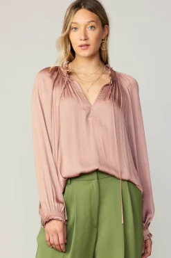 Current Air Ruffled Cuff Blouse MAUVE Hot
