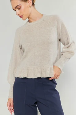 Current Air Ruffled Hem Sweater OATMEAL Discount