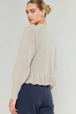 Current Air Ruffled Hem Sweater OATMEAL Discount