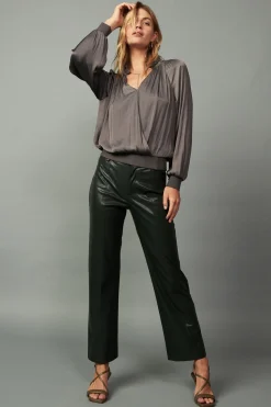 Current Air Ruffled Surplice Blouse TAUPEGREY Discount