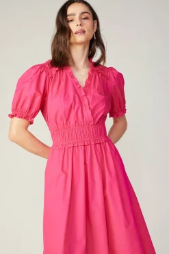 Current Air Ruffled Surplice Midi Dress FUCHSIA New